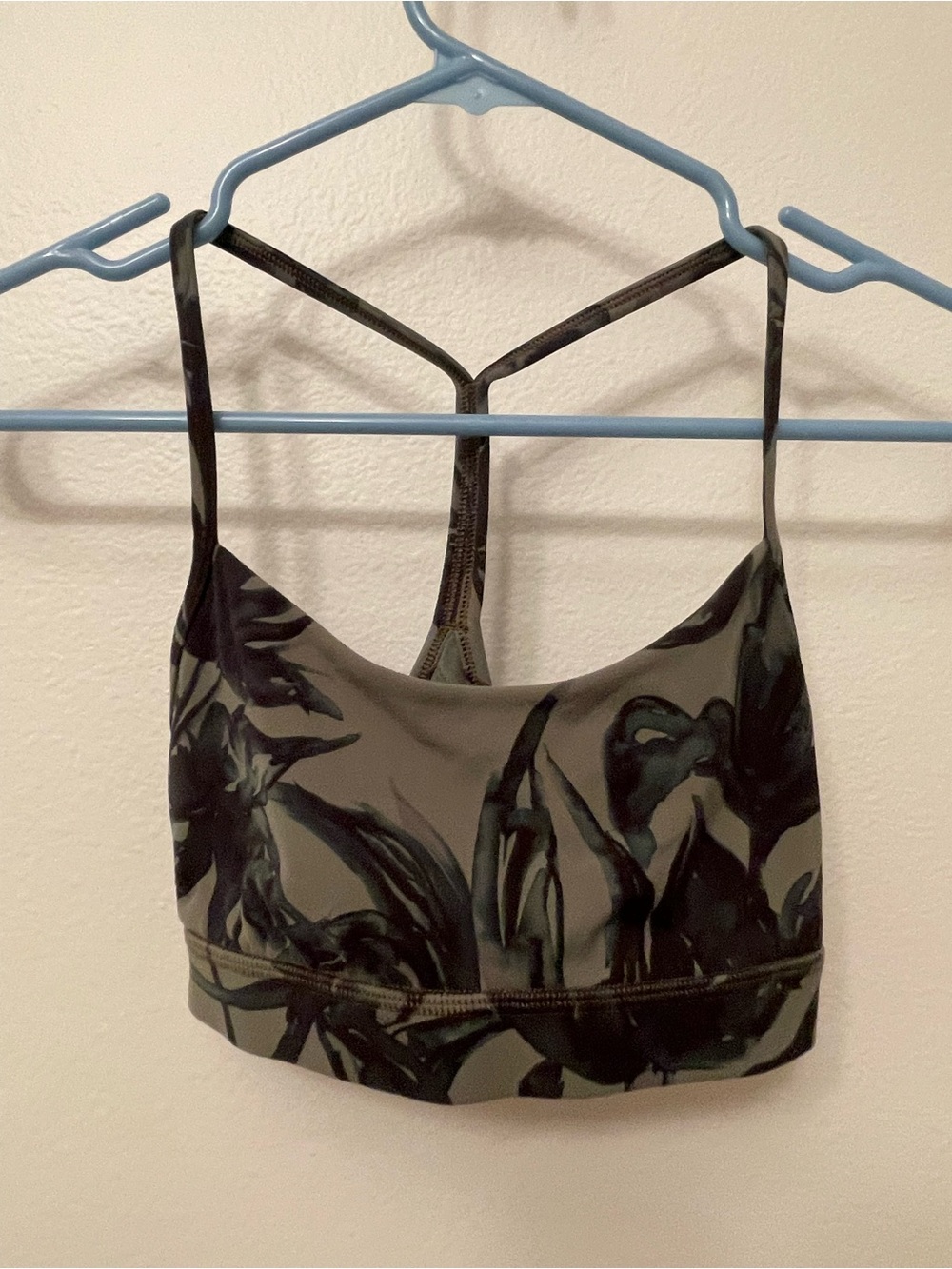 Lululemon Olive Green & Black Floral Racerback Sports Bralette Size S